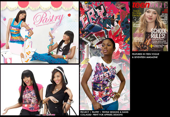 Pastry pattern and screenprint designs featured in Teen Vogue