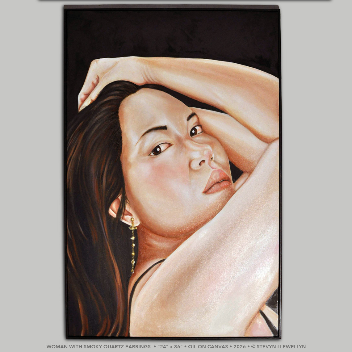 Woman with Smoky Quartz Earrings • 24" x 36" • Oil on canvas