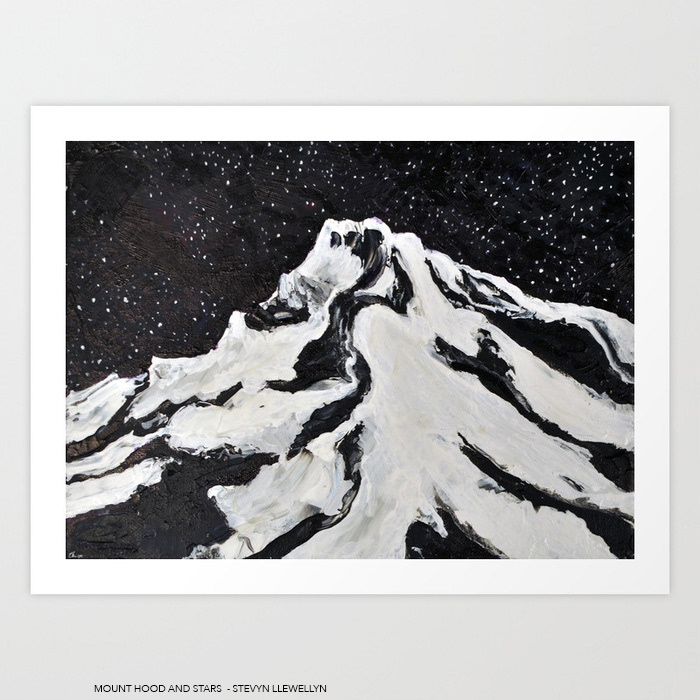Mount Hood and Stars • Oil on Canvas • 8" x 10" 