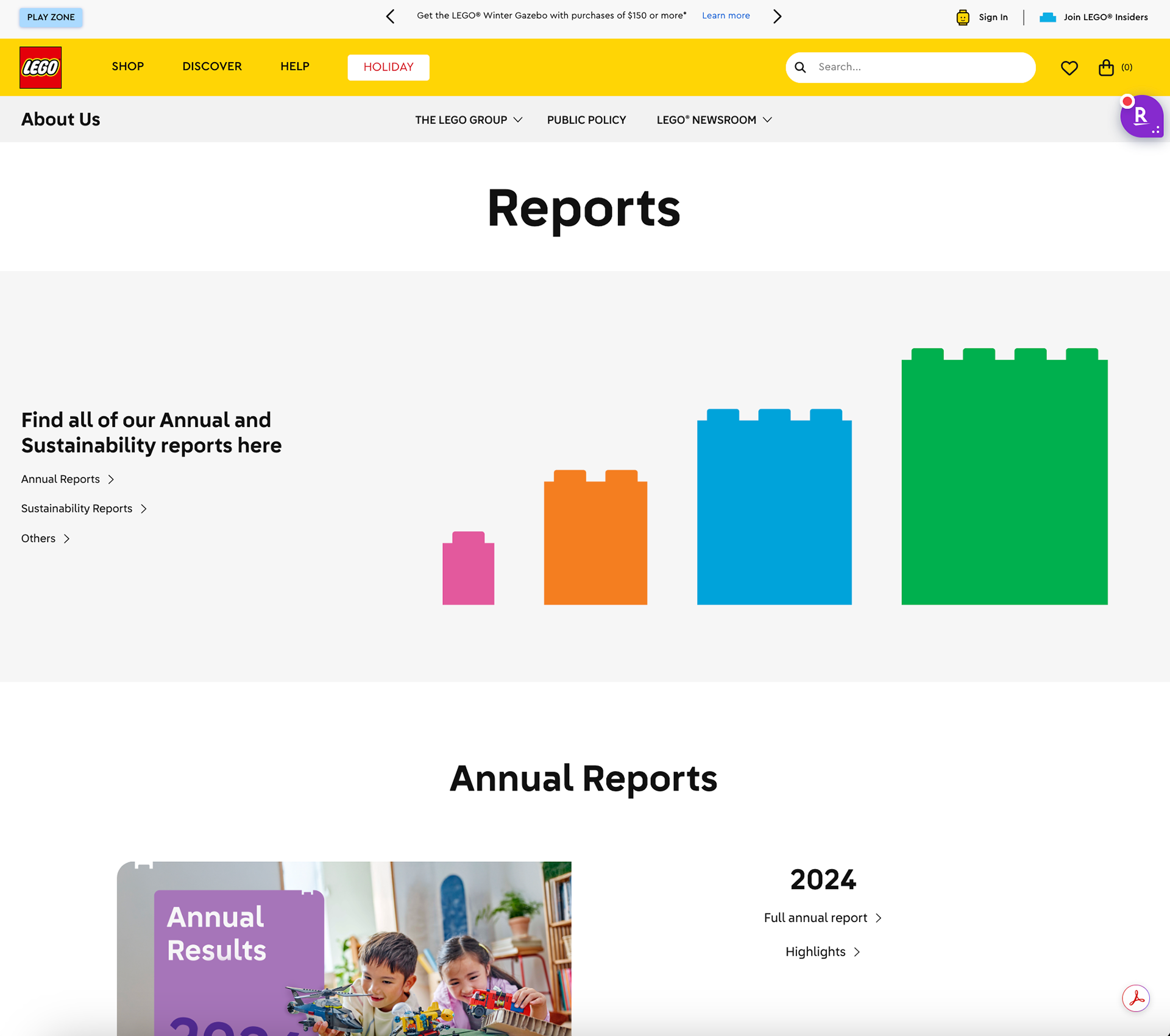 annual reports via LEGO's site