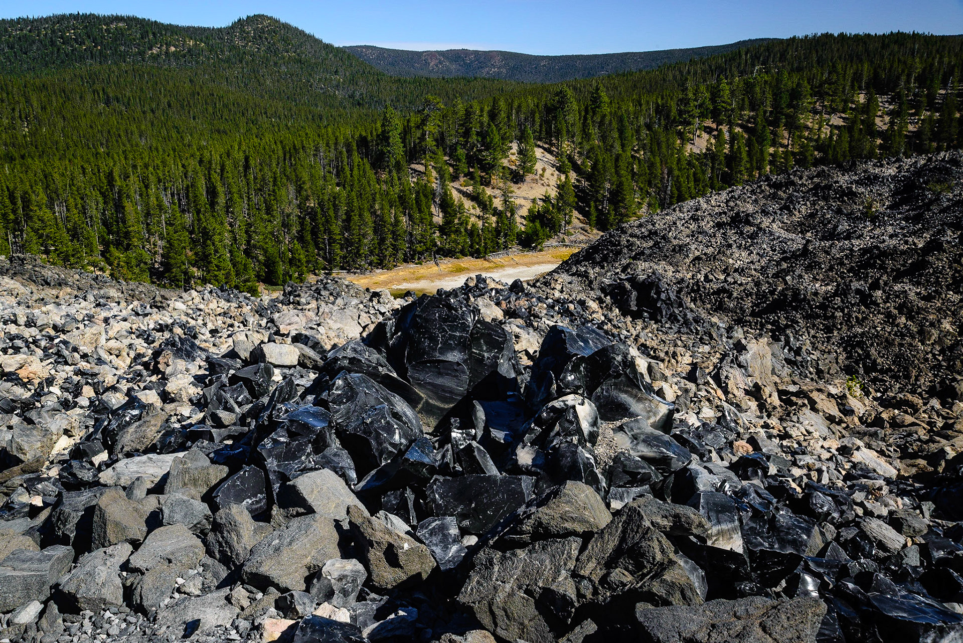 DTGD21413 Black obsidian lava flow about 1300 years old.