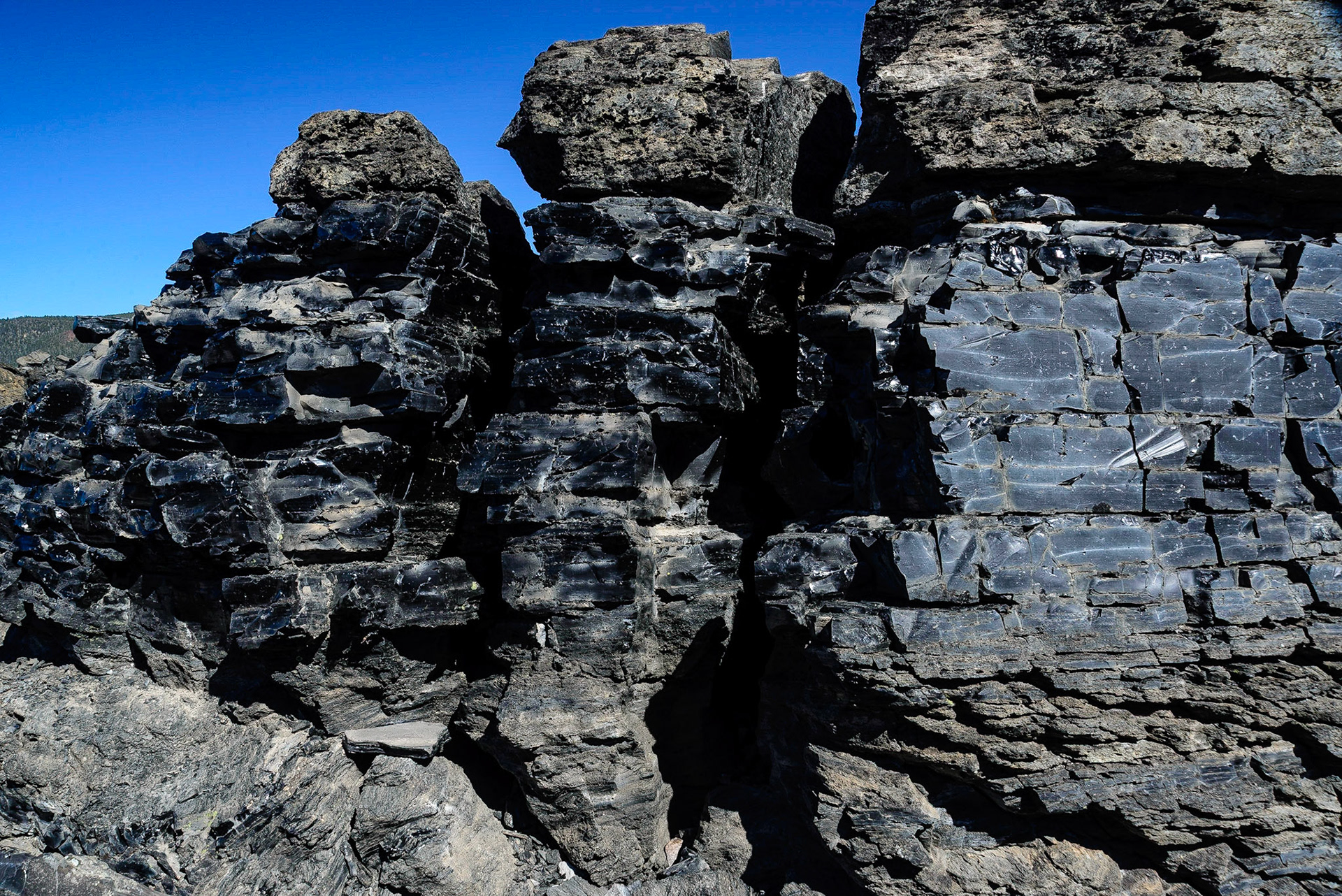 DTGD21425 Black obsidian lava flow about 1300 years old.