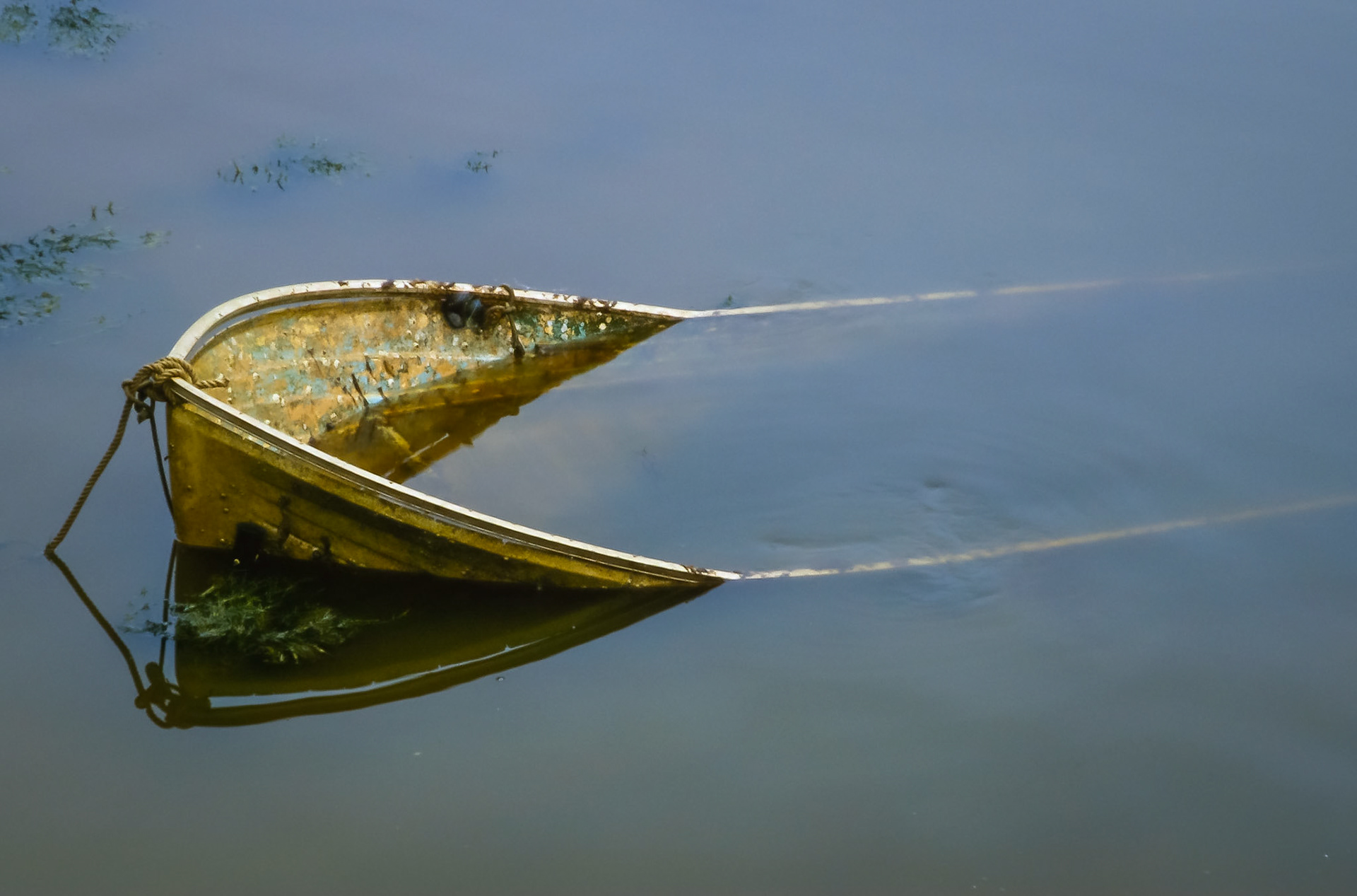 DTG02752 Sunken Row Boat, Rockport Harbor