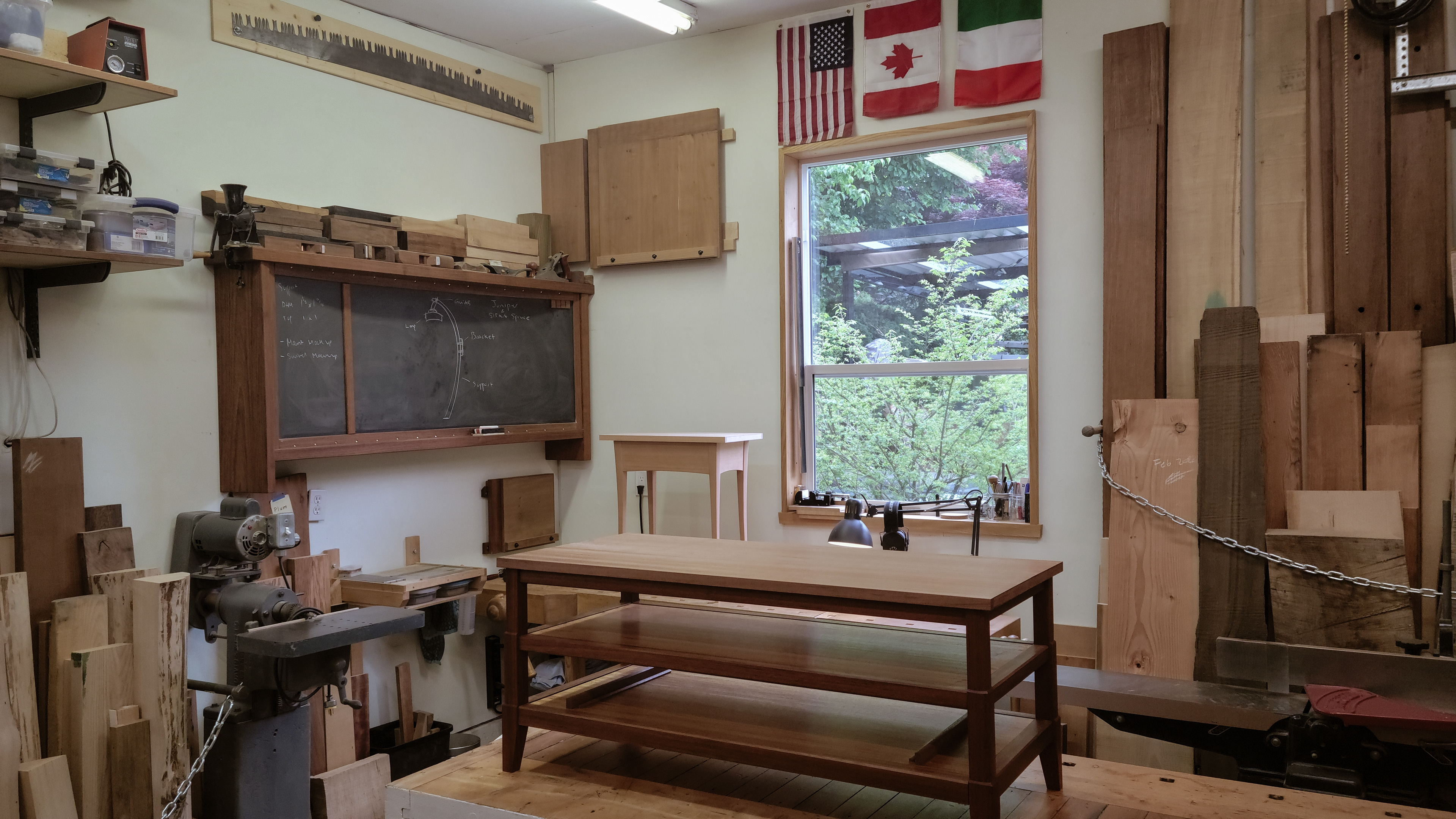 Overview of the bench area. 