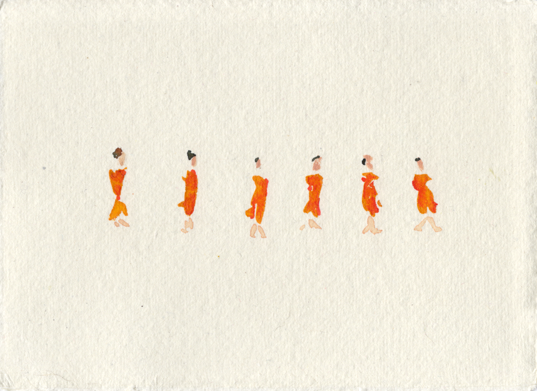 Tak Bat - 15x11 cm - aquarelle