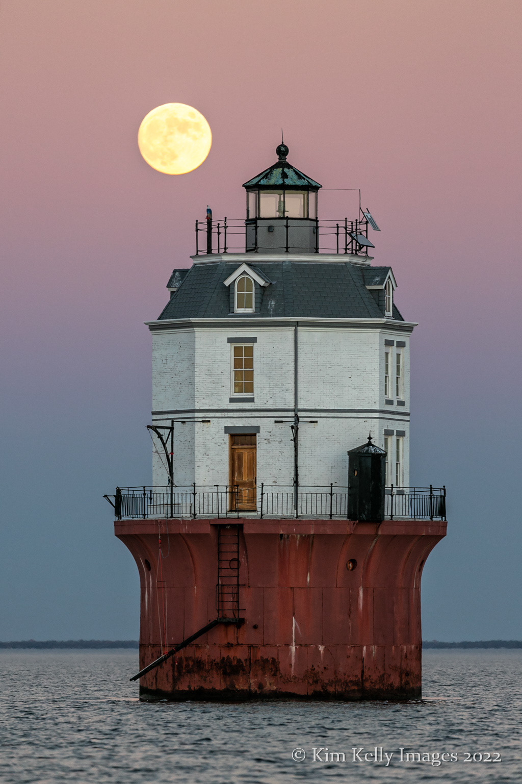 Full Beaver Moon Rising at Baltimore Harbor Light