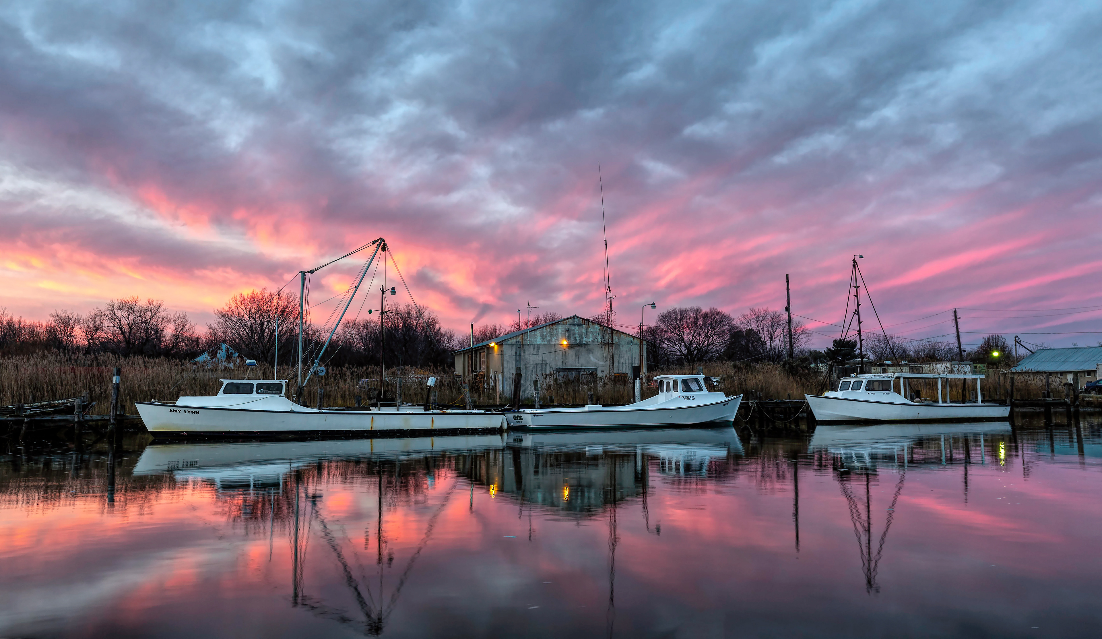 Three Workboats at Dawn