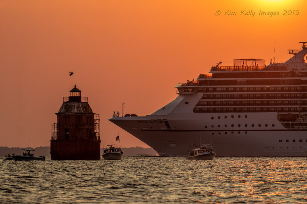 Gathering of Boats at Sandy Point Light
