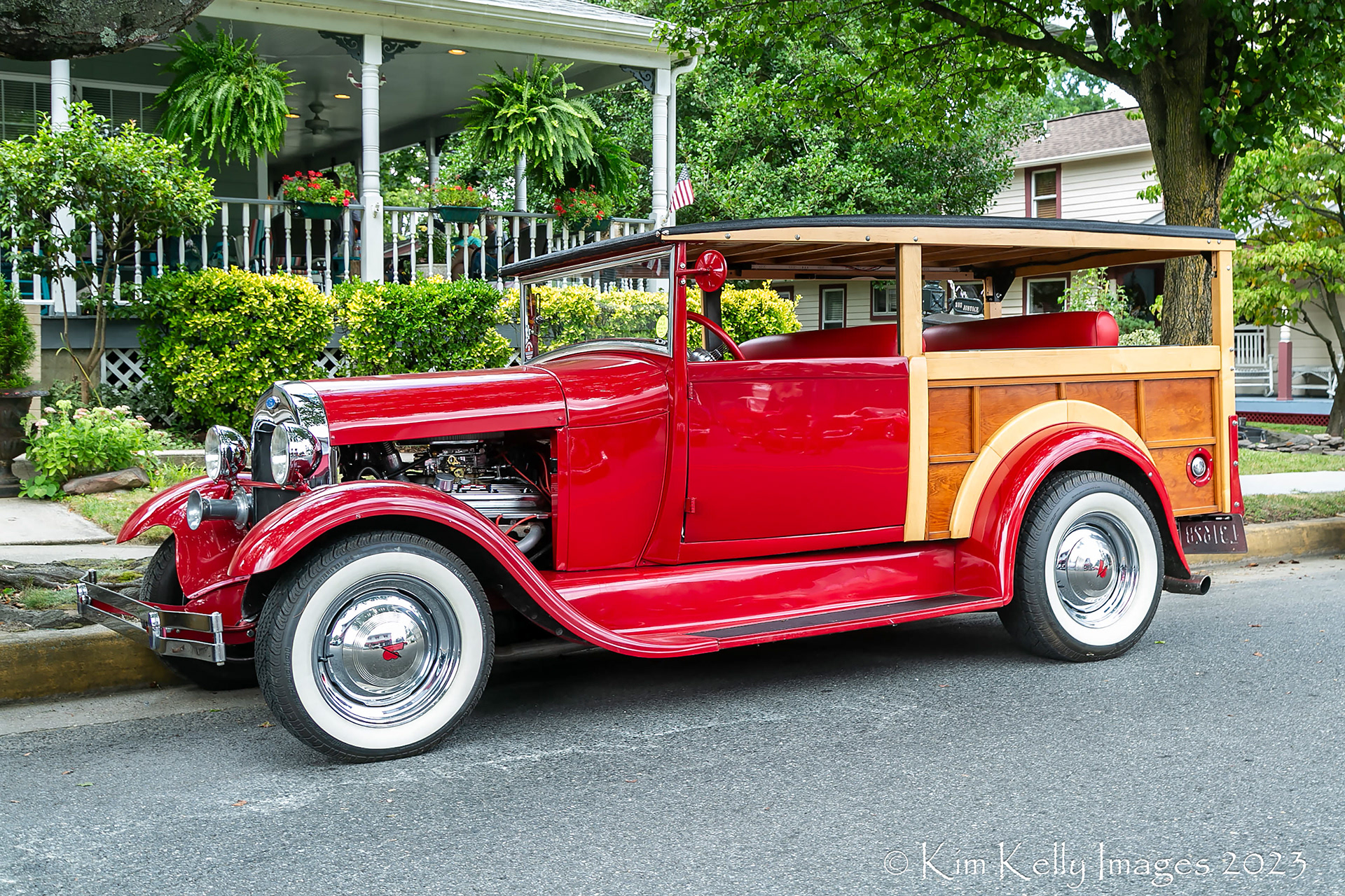 Fire Engine Red and Wood Paneled Truck