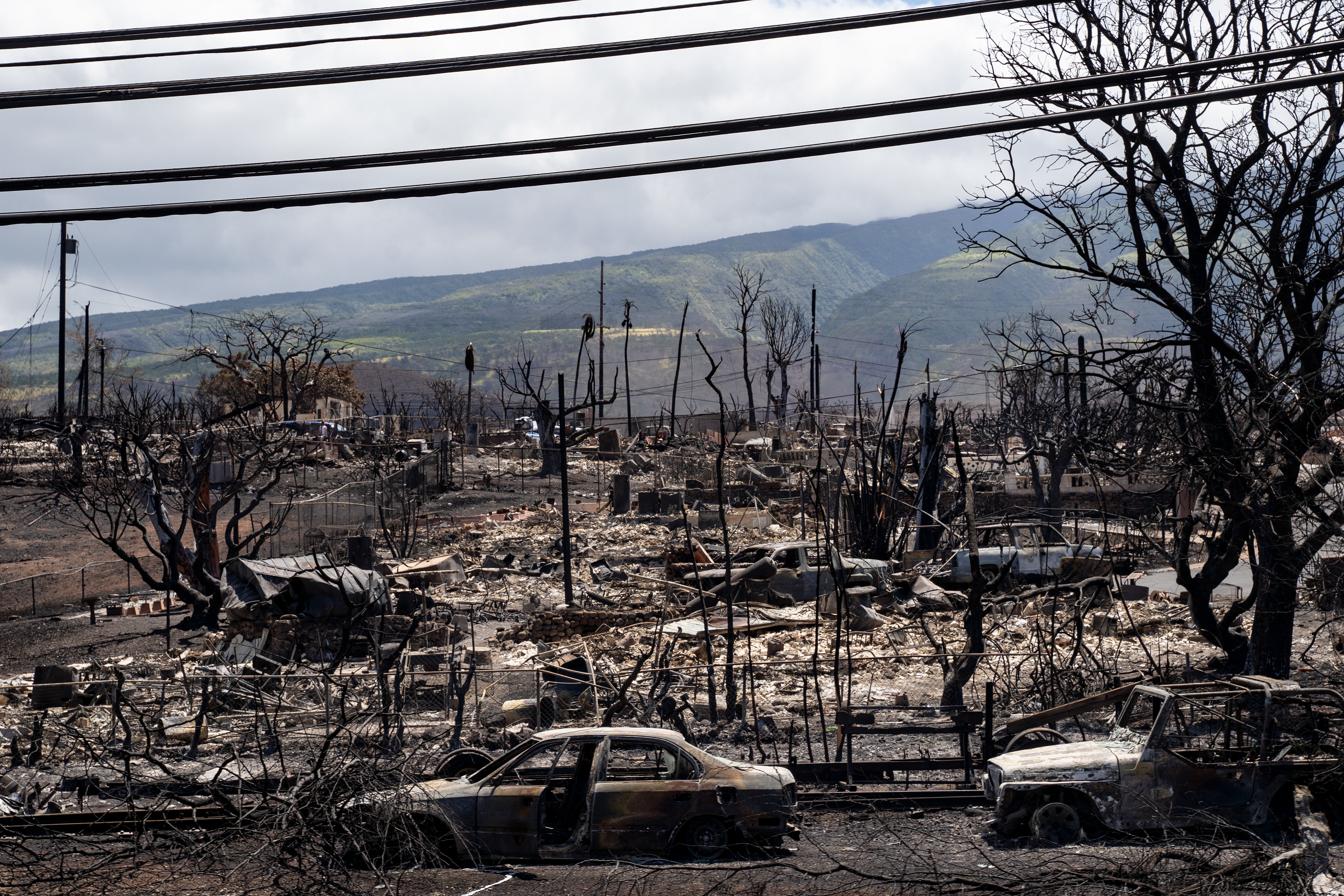Lahaina, HI - AUGUST 23: Remains from wildfire are pictured at Waikuli Terrace in Lahaina, Hawaii on August 10, 2023. (Photo by Mengshin Lin for The Washington Post)