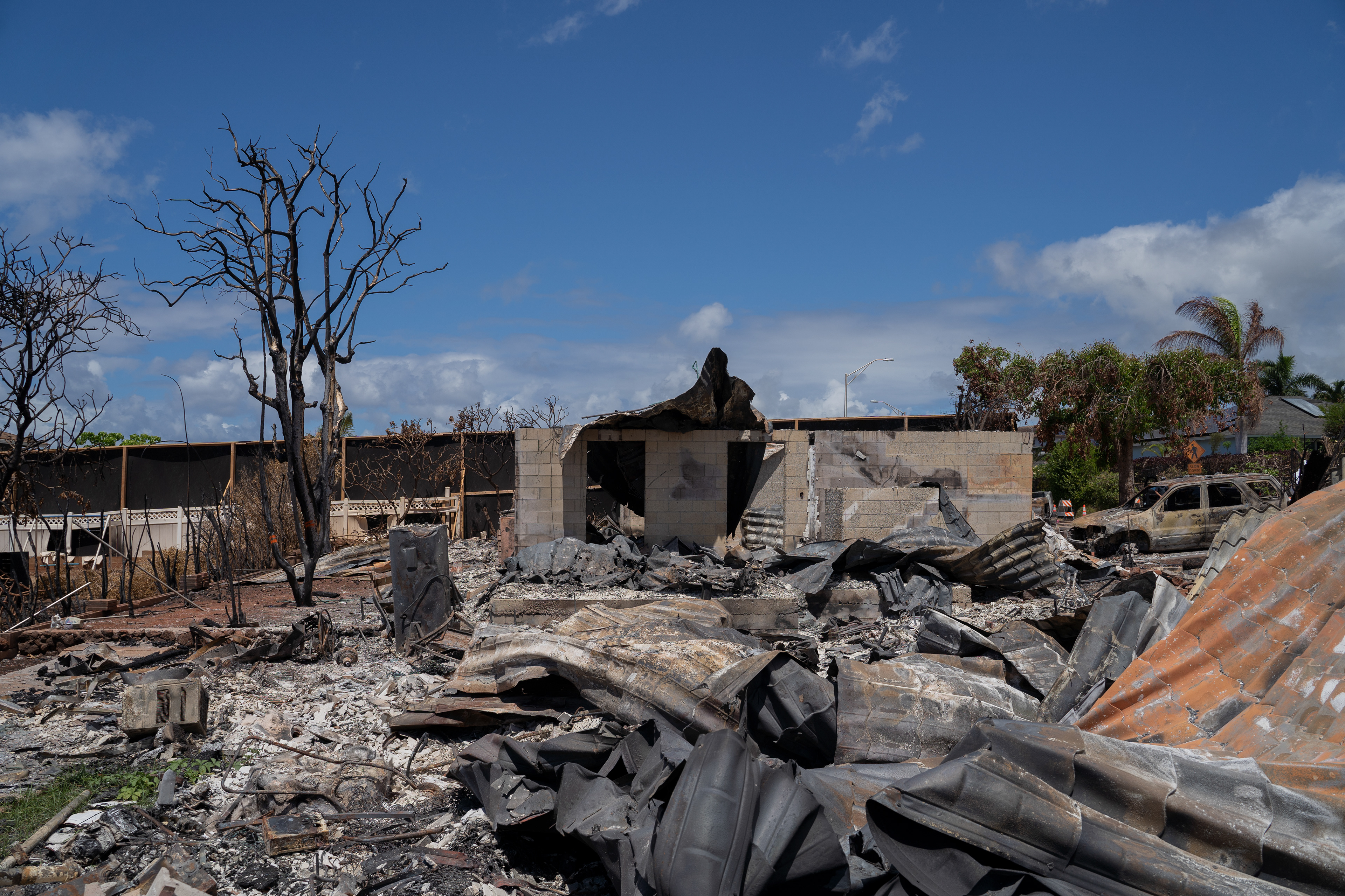 The home of Vierra’s on Aa Place was destroyed by the wildfire in August, on Tuesday, Sept. 26, 2023, in Lahaina, Hawaii. (AP Photo/Mengshin Lin)  