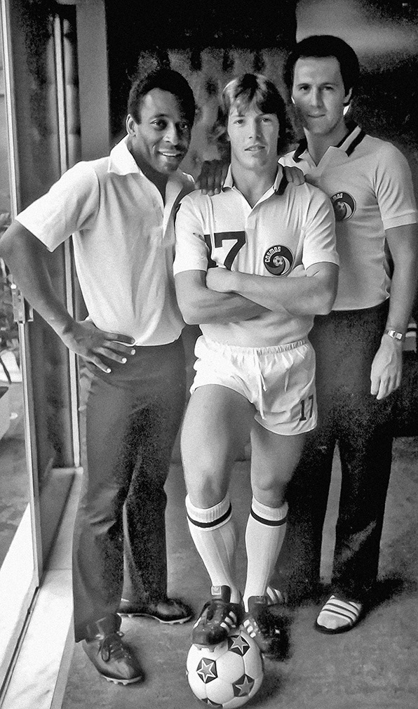 Pele, Franz Beckenbauer & Rick Davis. Uberlandia, Brazil. March 16, 1980
