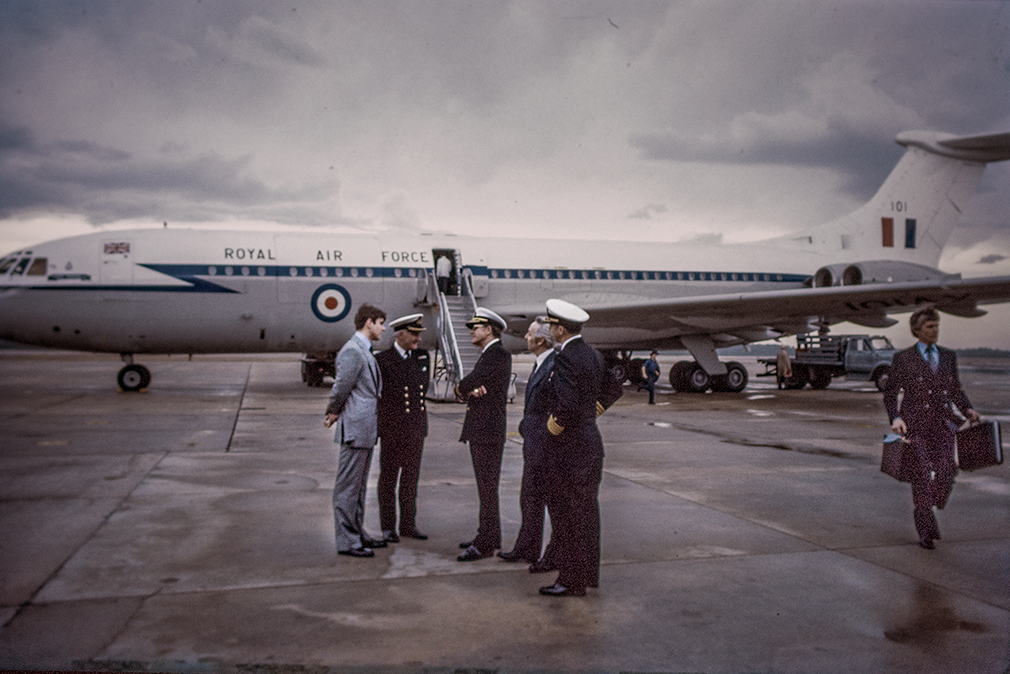 Barbados, W.Indies circa 1979. HRH Prince Andrew lands at Grantley Adams International Airport, Barbados.