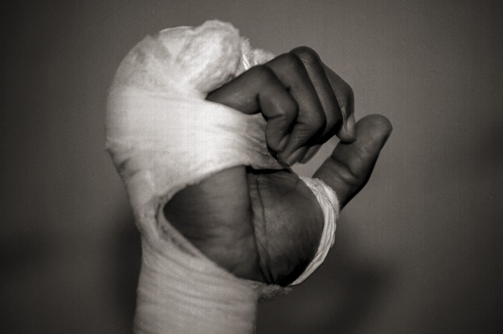 Las Vegas, Nv; Dec 1999. Mike Tyson's wrapped right fist. Training for an upcoming fight with Julius Francis.