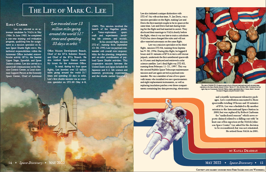 The Life of Mark C. Lee, magazine spread, 2022, made with Adobe InDesign