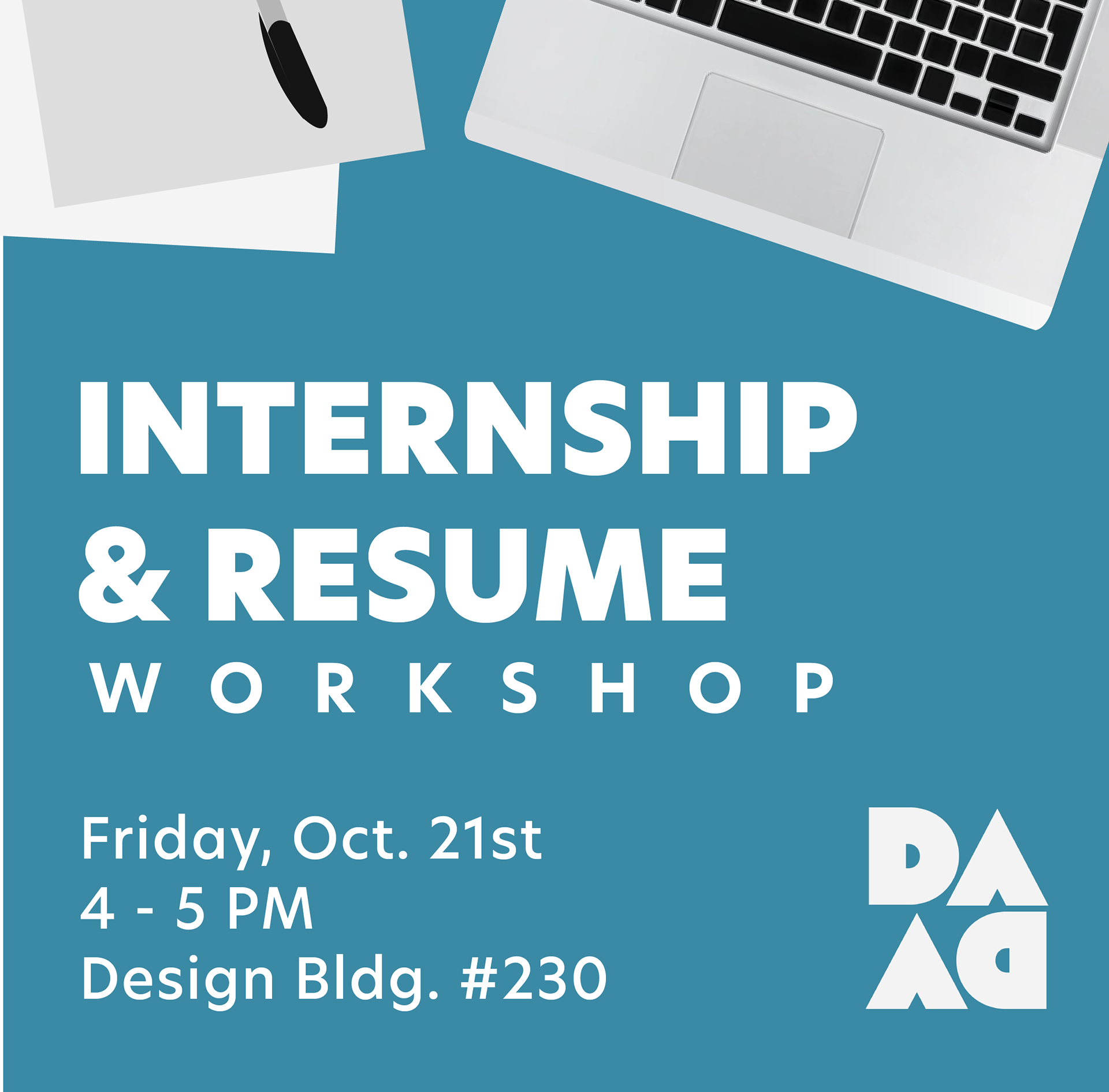 DADA Social Media Post, Internship & Resume Workshop, 2022, Illustrator