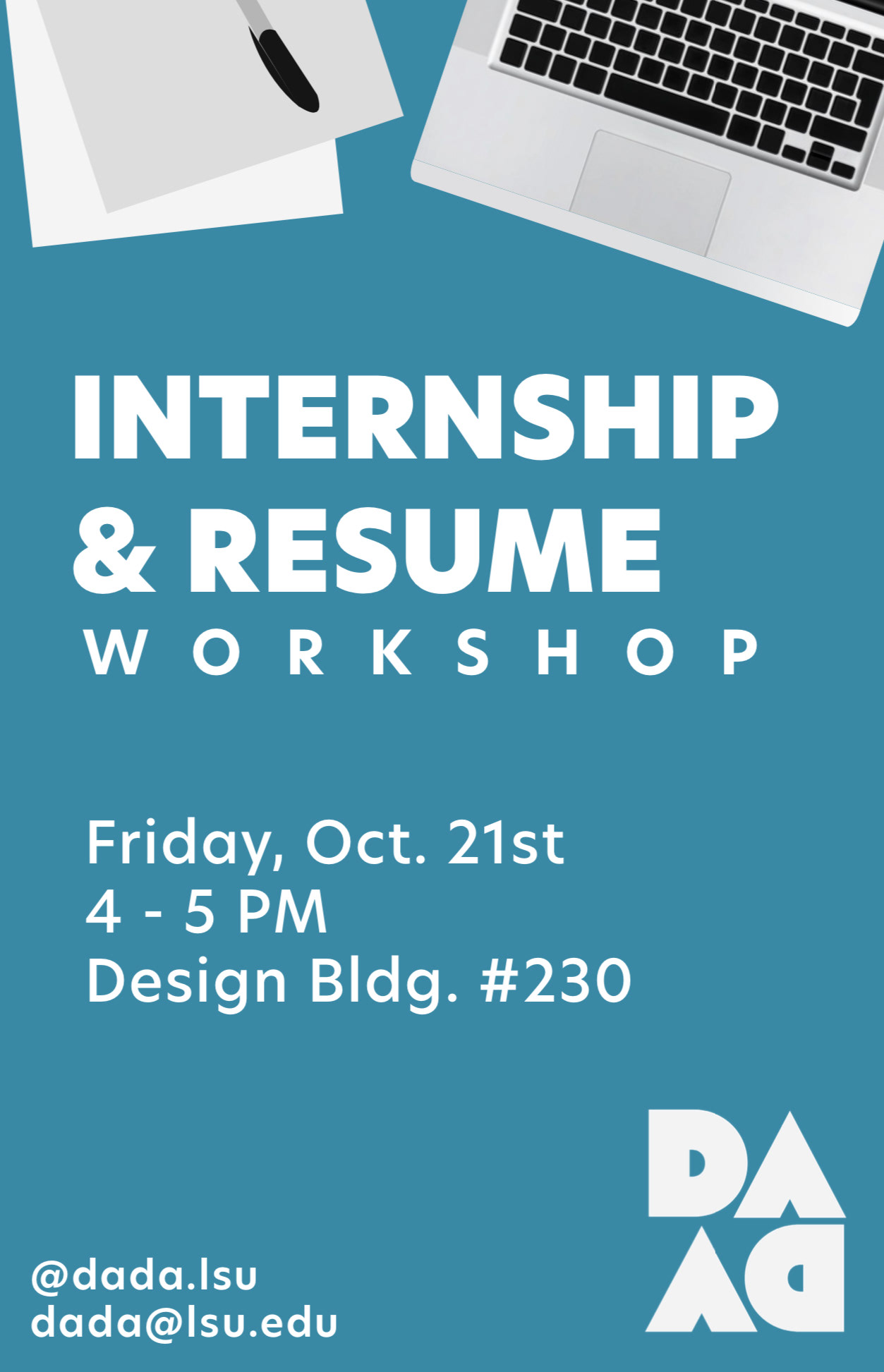 DADA Internship & Resume Poster, 2022, Illustrator