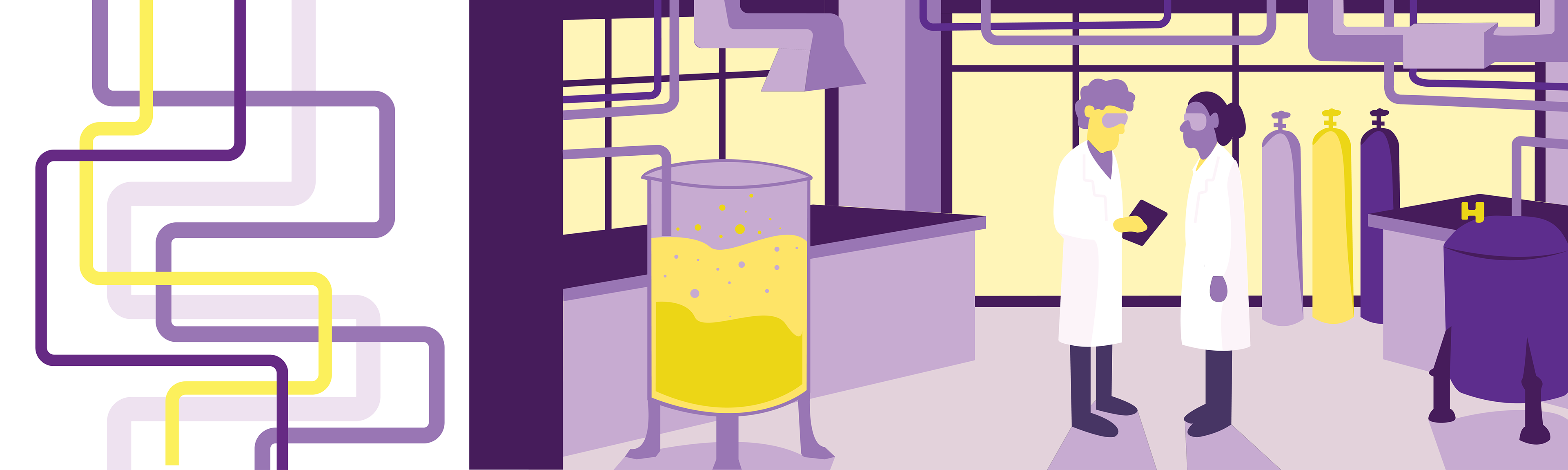 LSU Chemical Engineering Computer Lab Mural, 2023, made with Adobe Illustrator