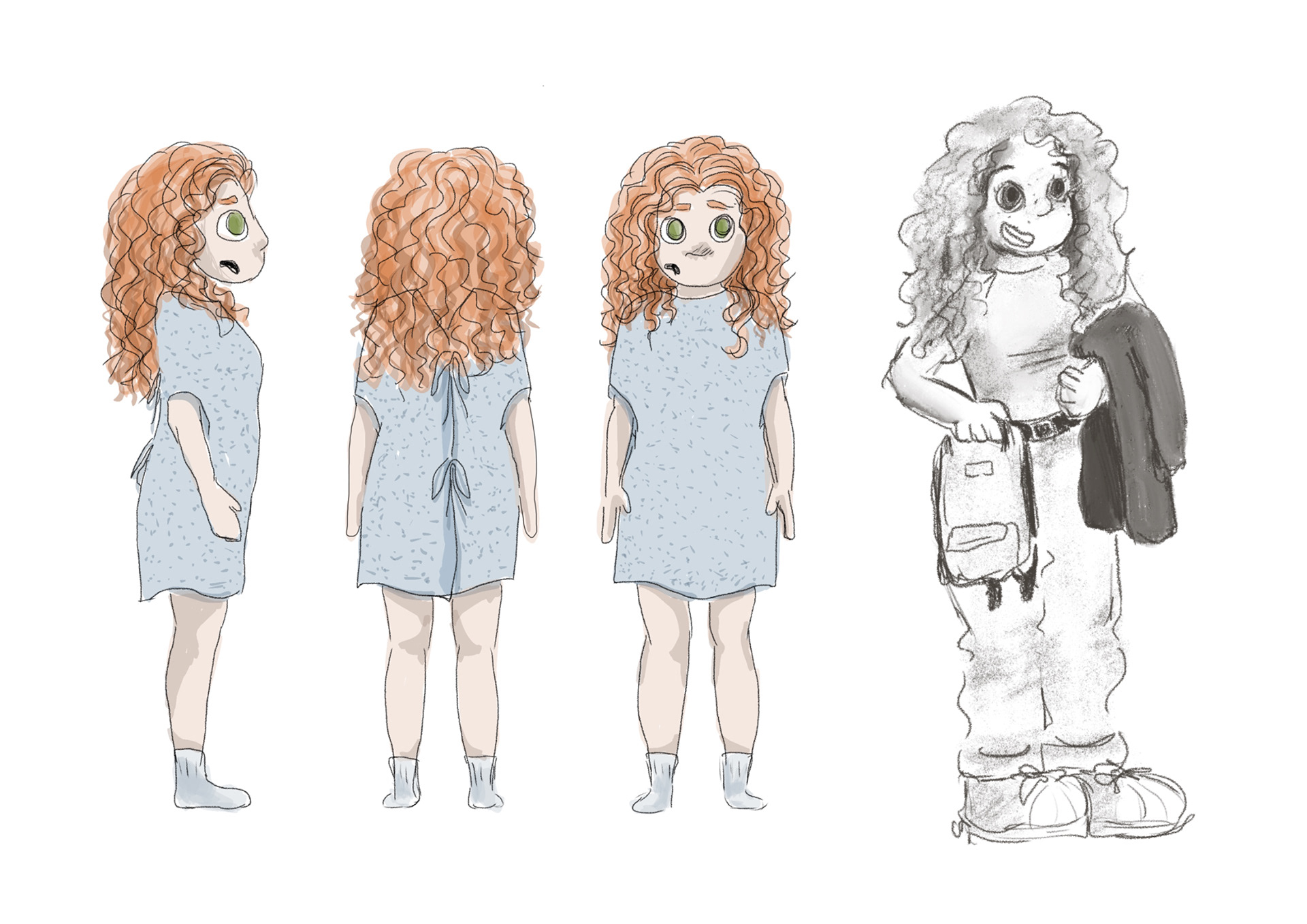 Hazel 2D character design, "Next Patient," 2022, made with Procreate