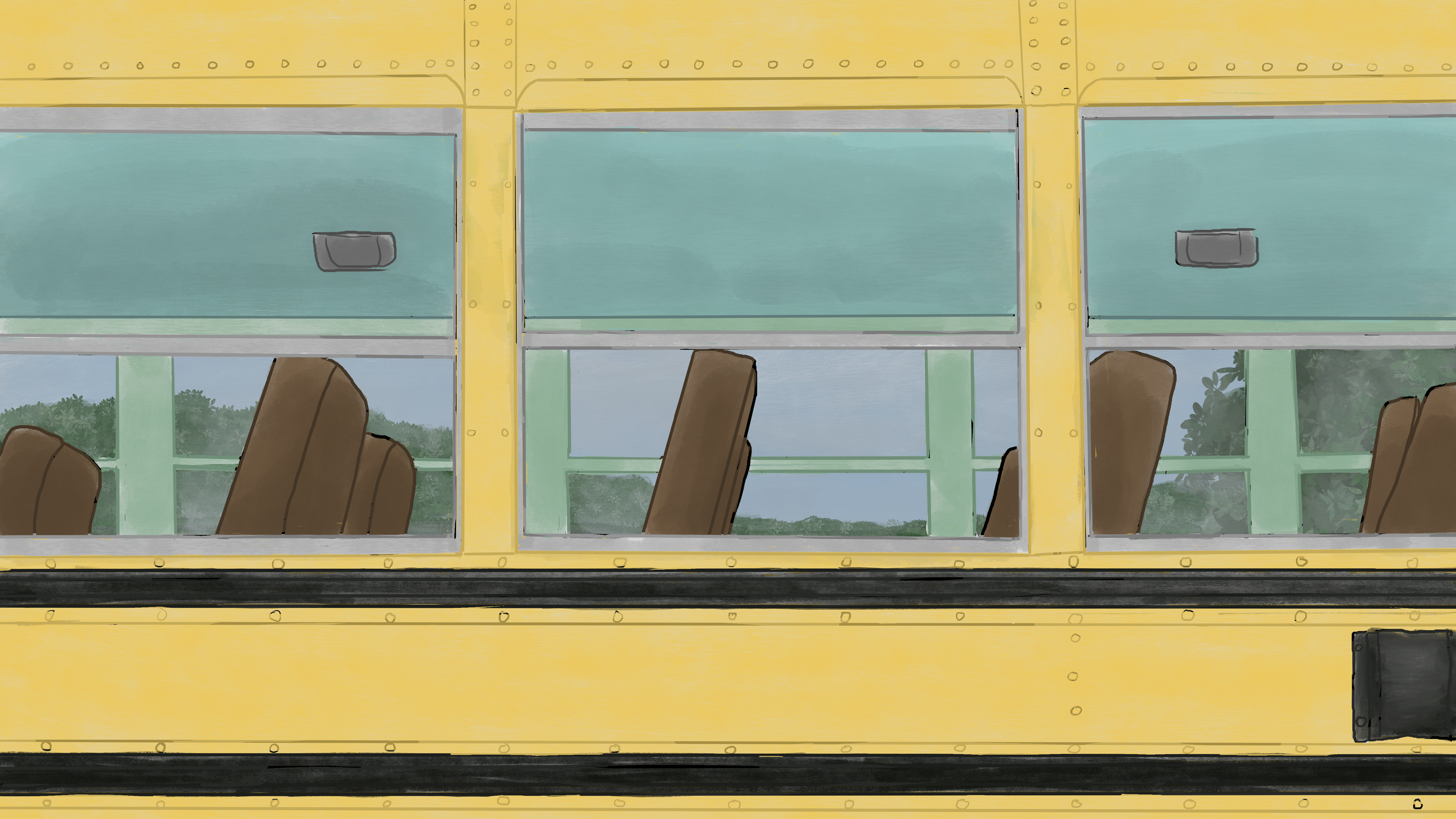 Bus Windows, "Bessie," 2023, made with Procreate