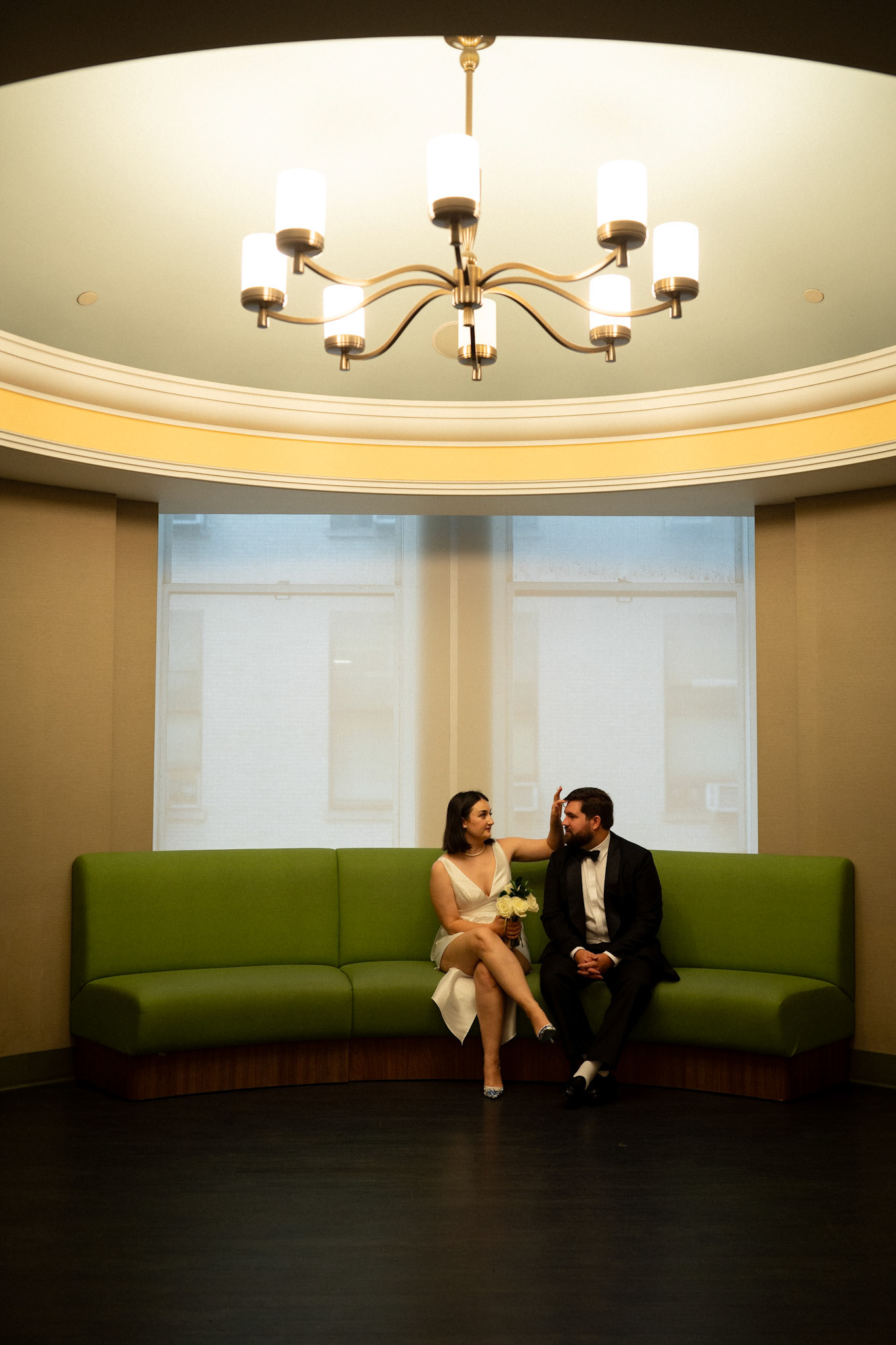Photograph of bride and groom at New York City Hall by Catherine Claire Art
