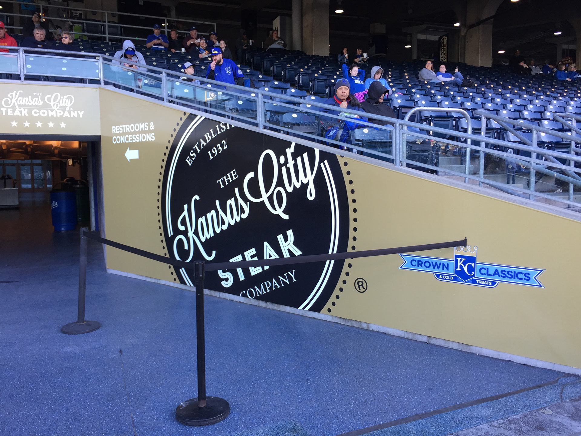 Eric Schotland dugout concession creative for KC Steaks at Kauffman Stadium, home of the KC Royals