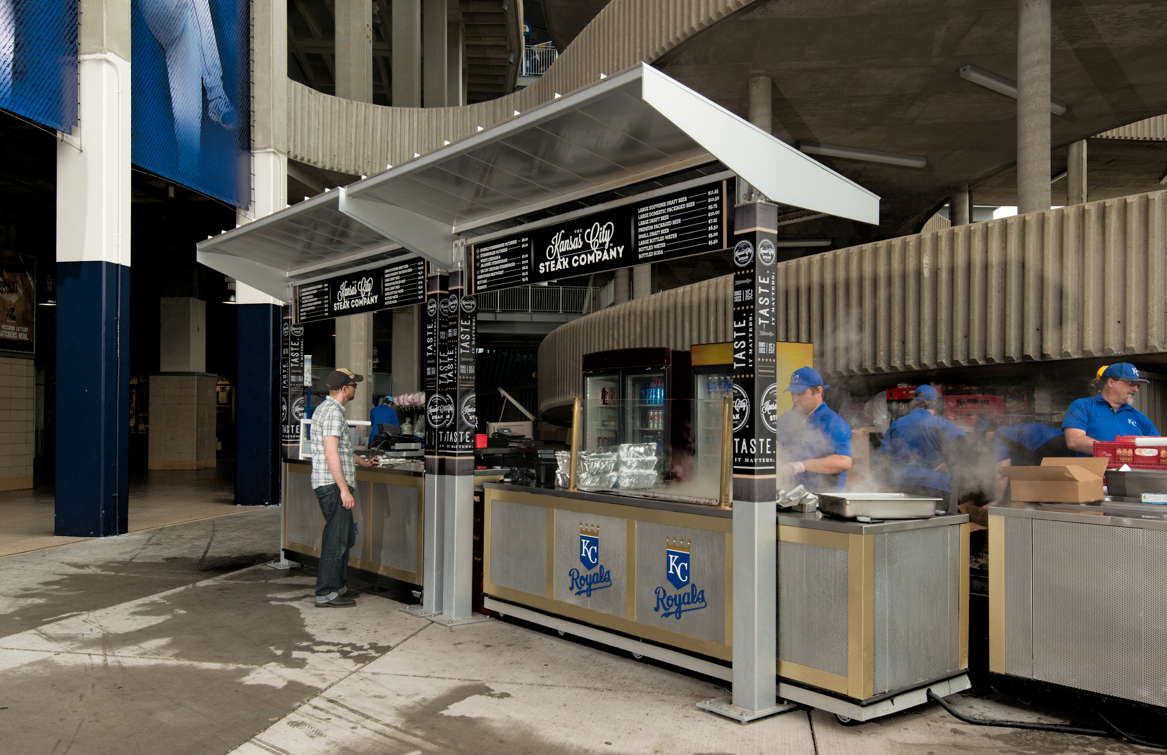 Eric Schotland designed food booth for The Kansas City Steak Company at KC Royals Kauffman Stadium