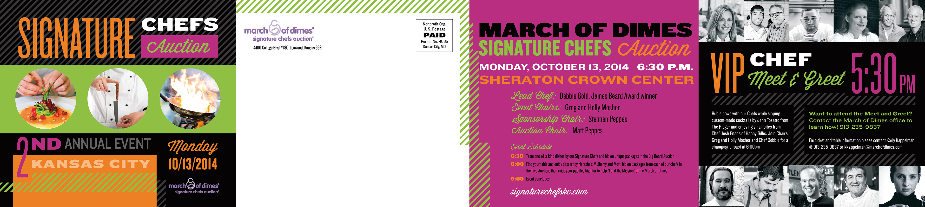 Invitation mailer for the March of Dimes Signature Chefs dinner and auction fundraiser featuring Debbie Gold, Josh Eans and Michael Corvino by Eric Schotland