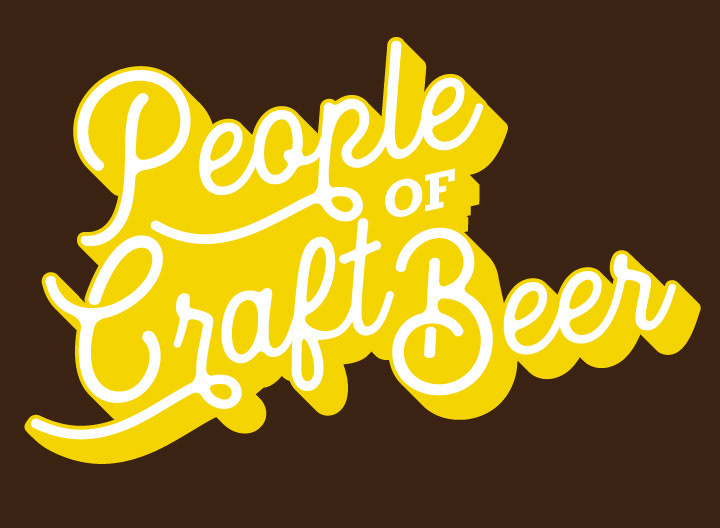 People of Craft Beer logo shown on dark brown with white lettering by Eric Schotland