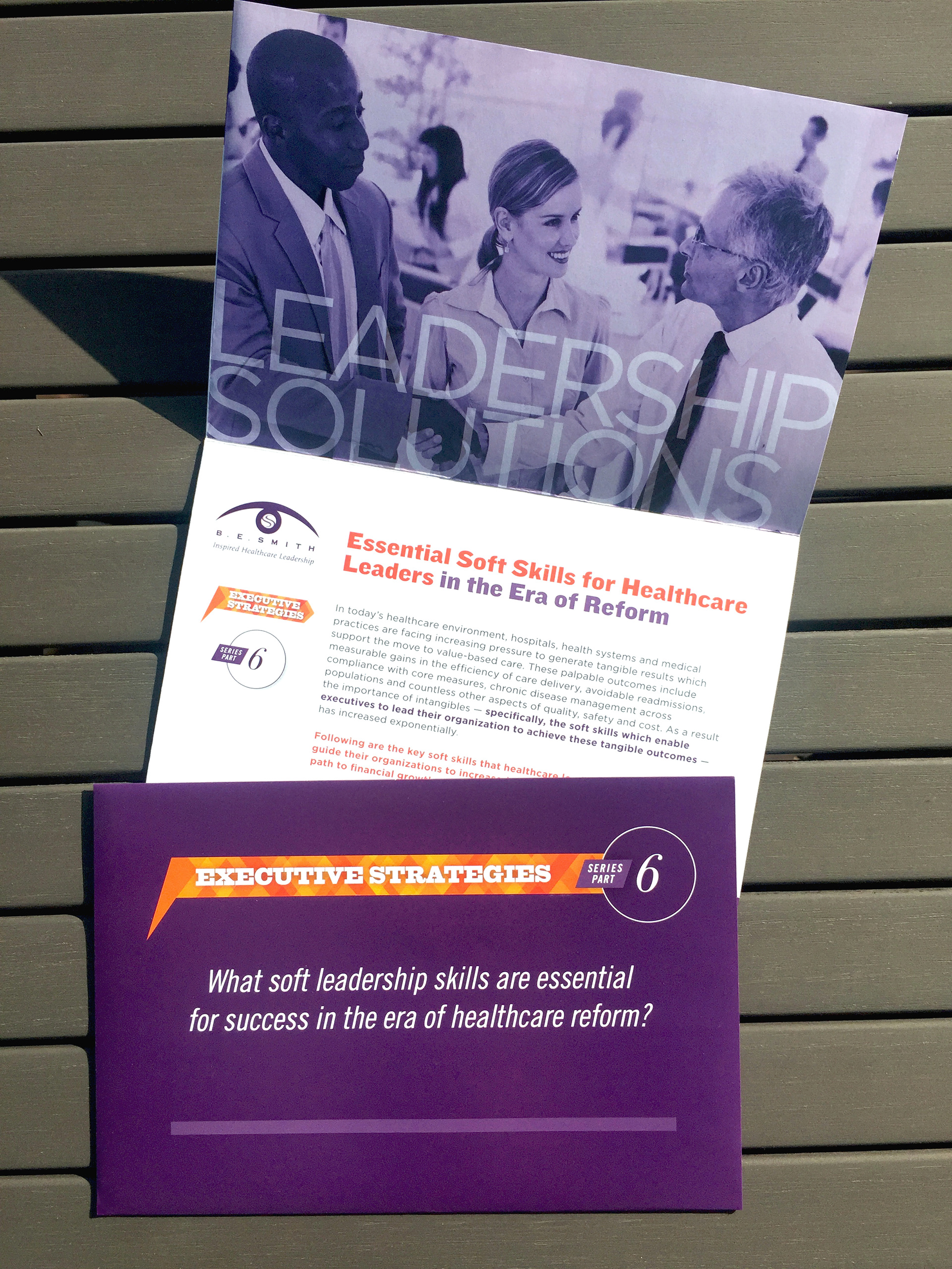 Direct response mailer promoting Essential Soft Skills for Healthcare Leaders white paper for B.E.Smith