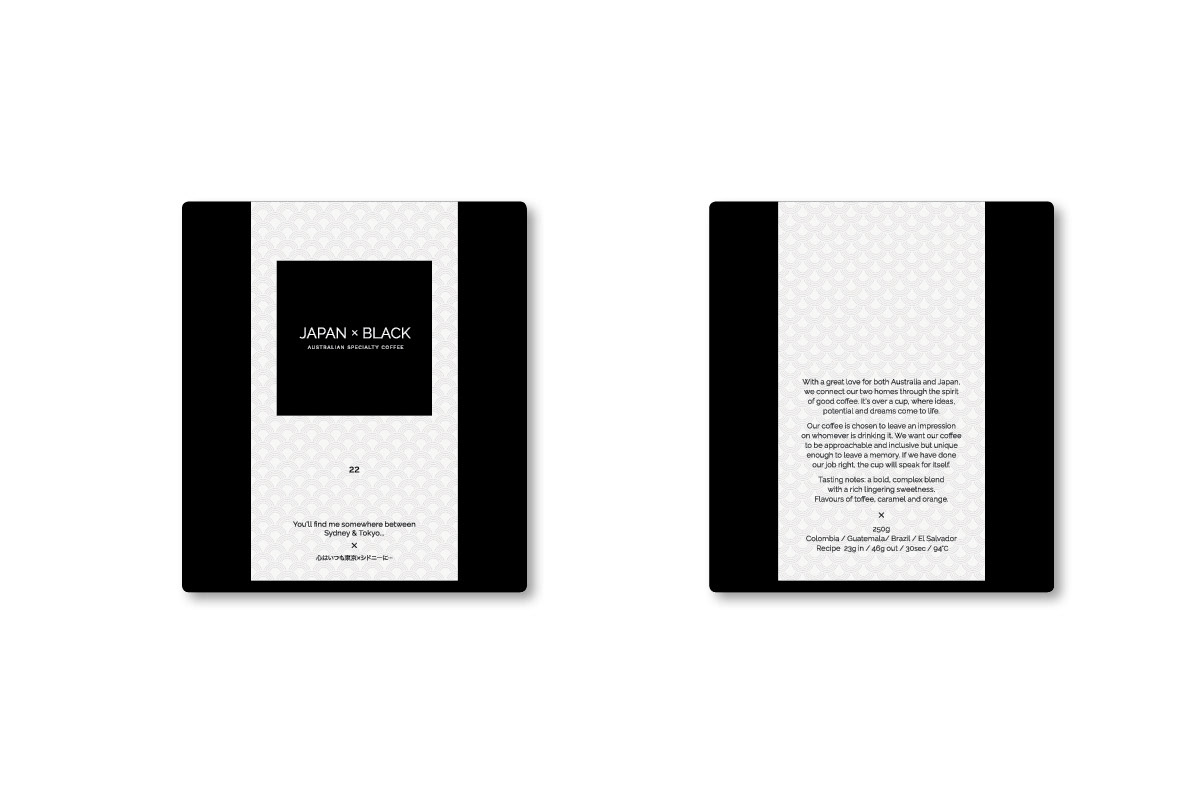 Japan x Black Australian Specialty Coffee Blend Packaging Design