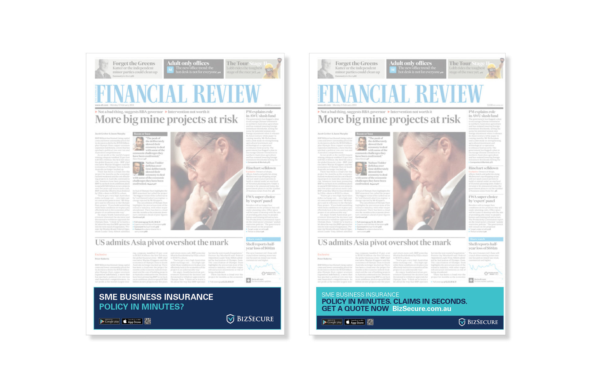 Business insurance press advertising