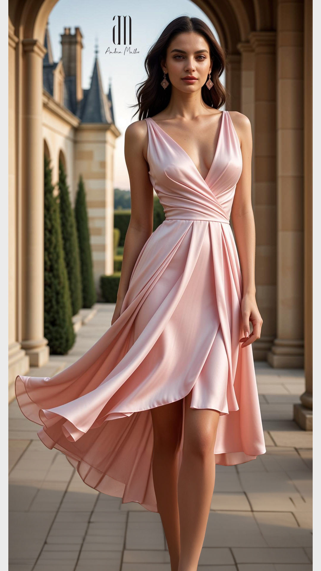 Bespoke blush pink summer cocktail dress.