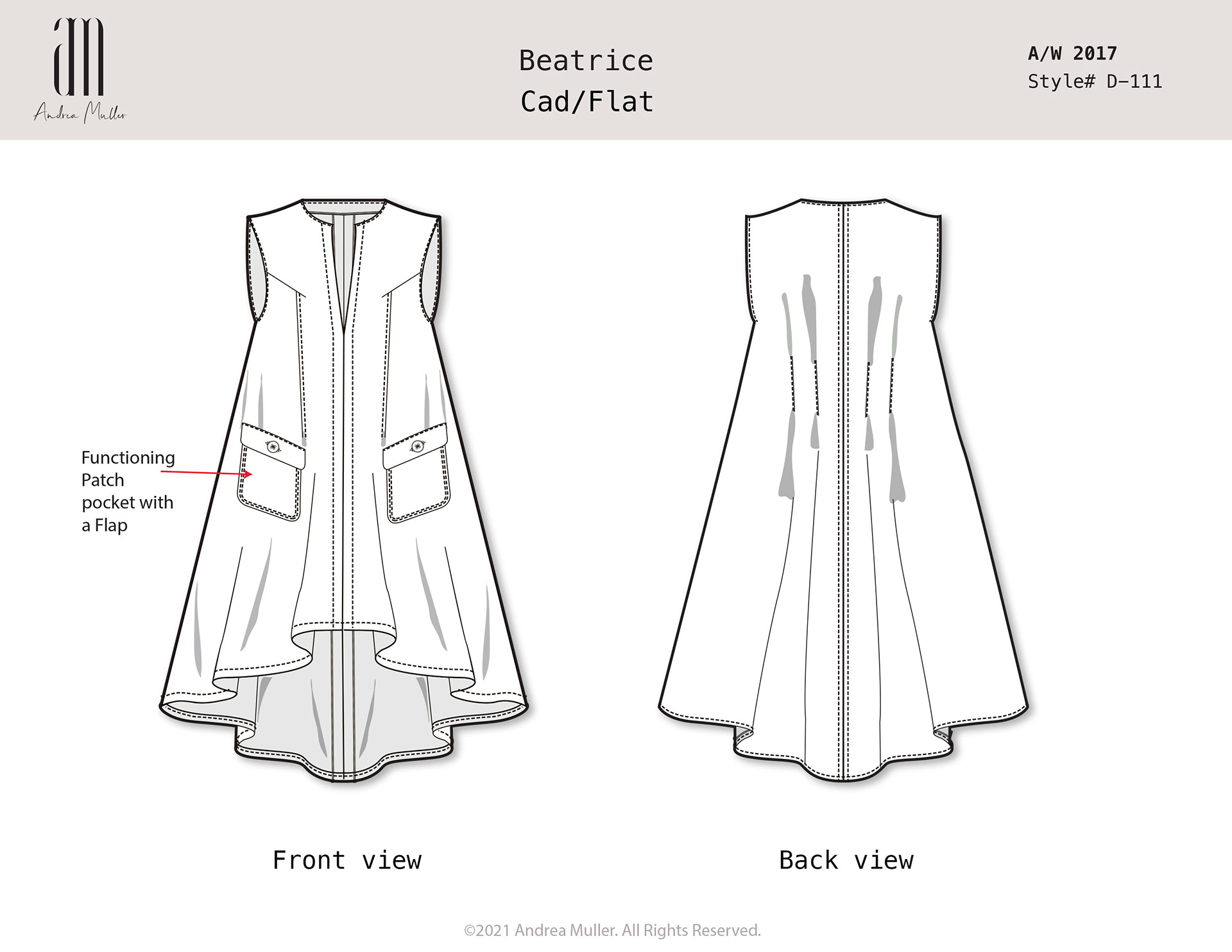 Beatrice Dress Cad/Flat/Andrea Muller