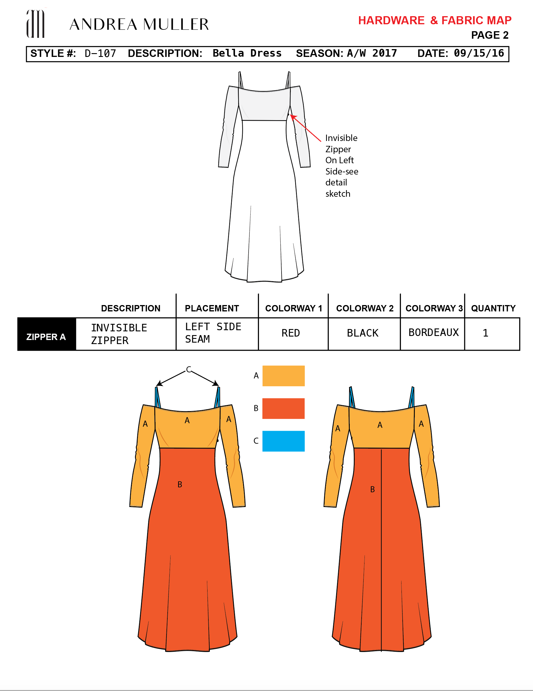 Bella Dress TP_Hardware &Fabric Map