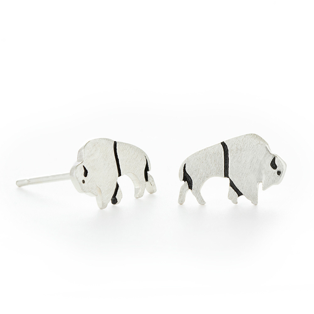 1/3 inch size brushed sterling silver and enamel stud earrings.