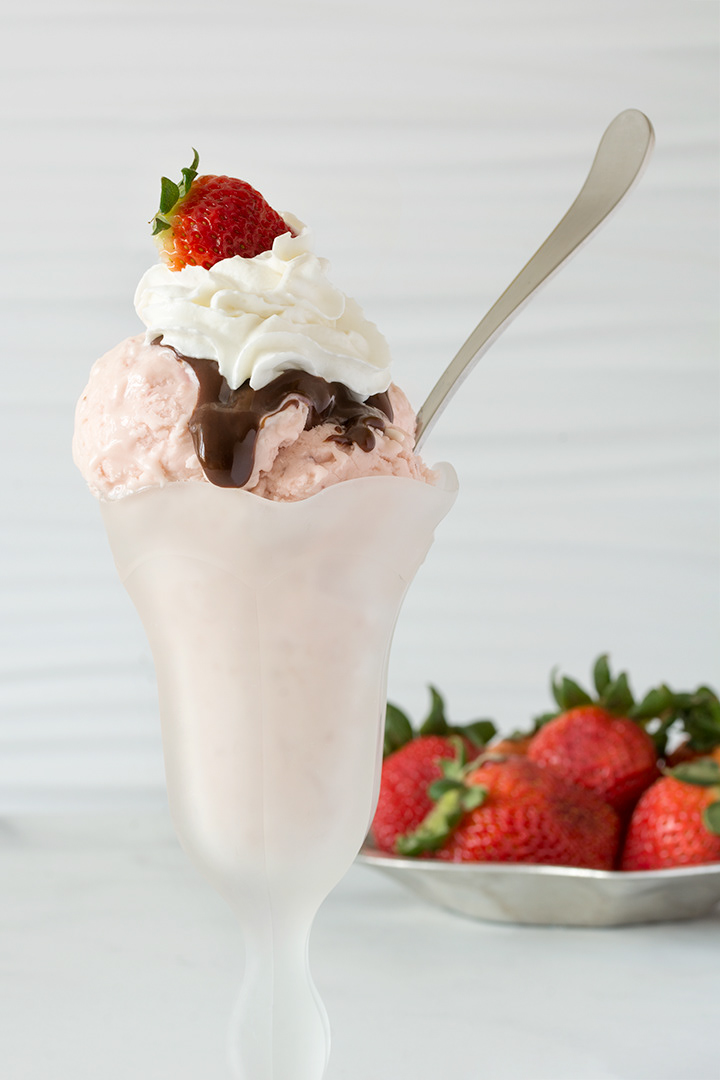 Strawberry Hot Fudge Ice Cream Sundae