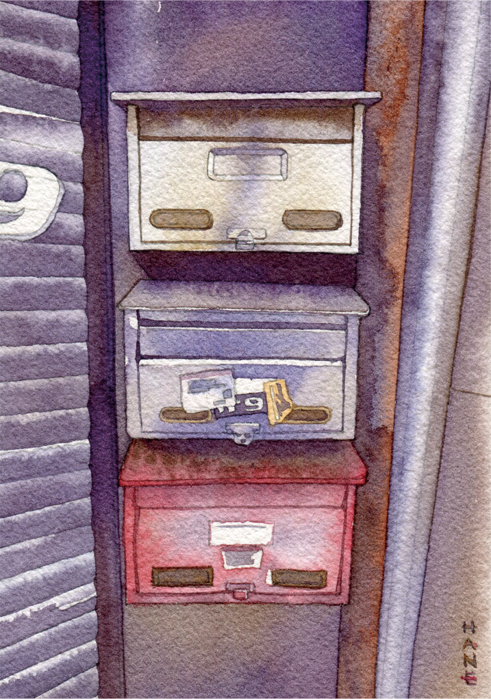 3つの箱3　 The three boxes 3 watercolor on arches paper 150㎜×103㎜ 2020