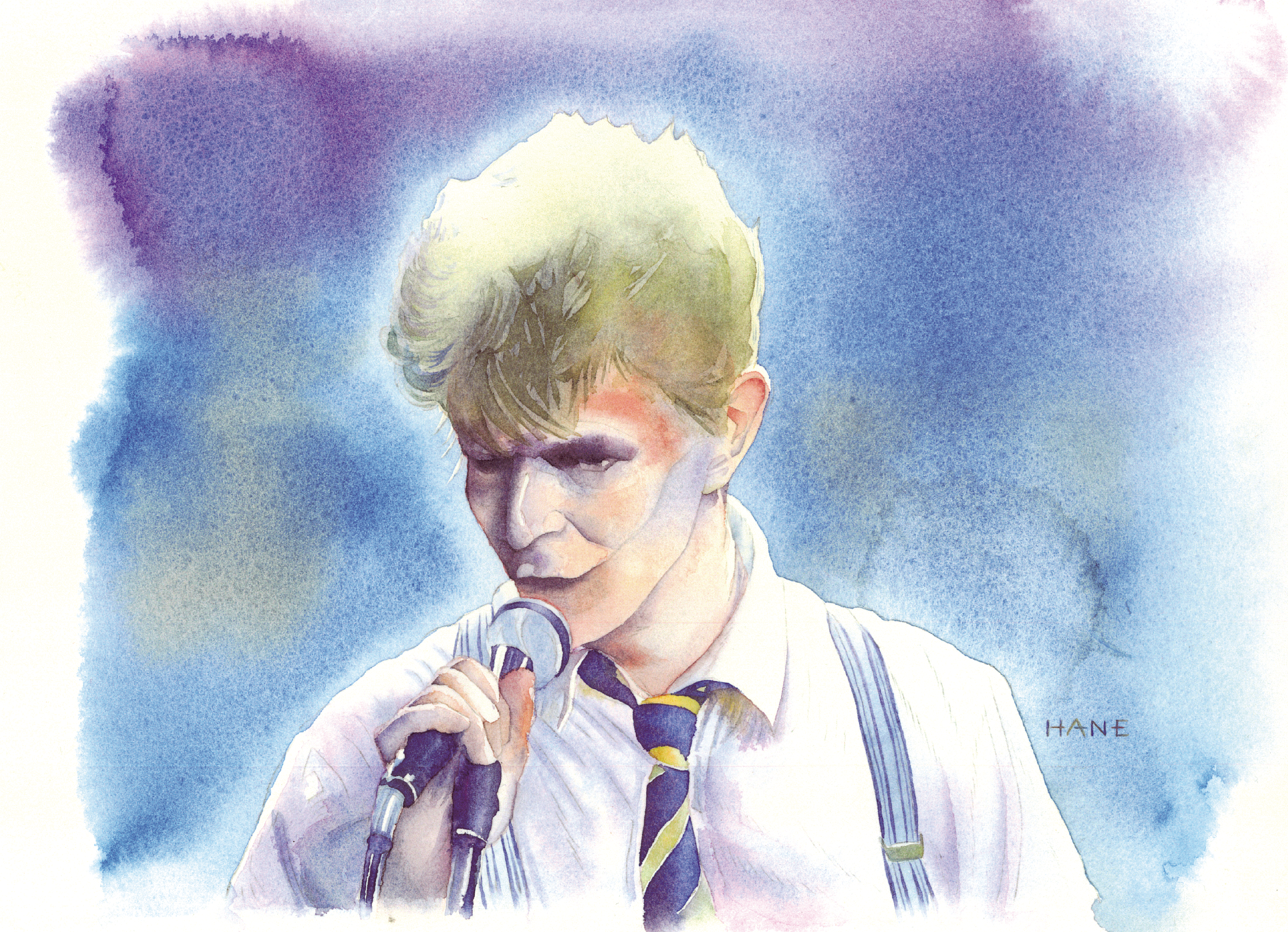 デヴィット・ボウイ David Bowie watercolor & pencil on Arches paper 240㎜×330㎜ 2023