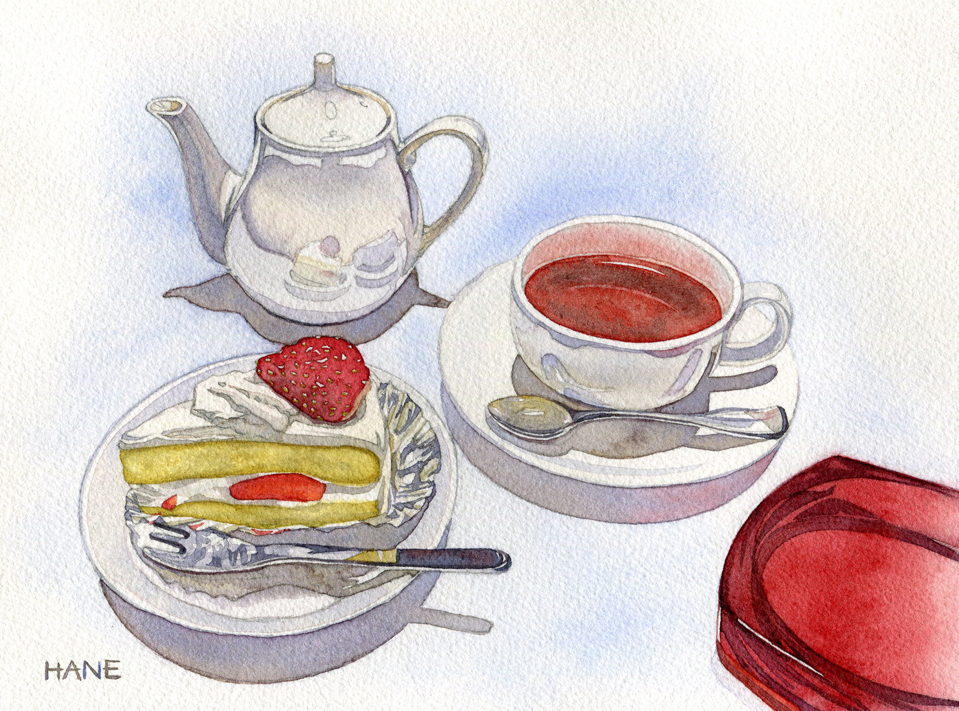 ィーセット Tea set W&N watercolor & pencil on Arches paper 230㎜×300㎜ 2020