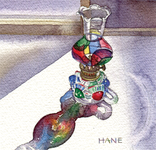 びいどろランプ Bidro lamp W&N watercolor & pencil on Arches paper 98㎜×100㎜ 2021