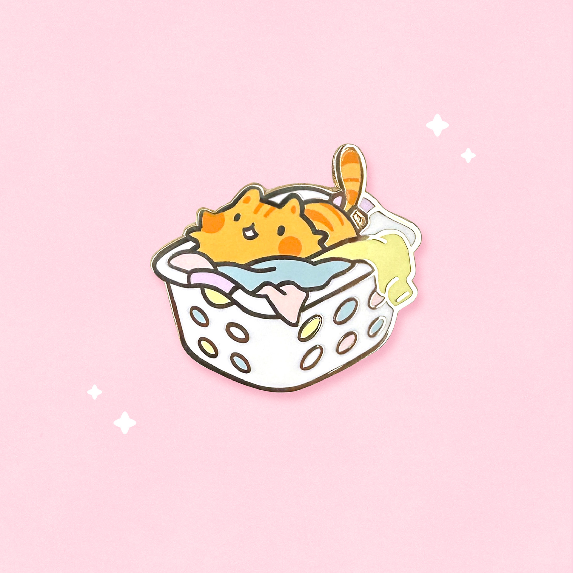 Orange Cat in Laundry Basket Pin