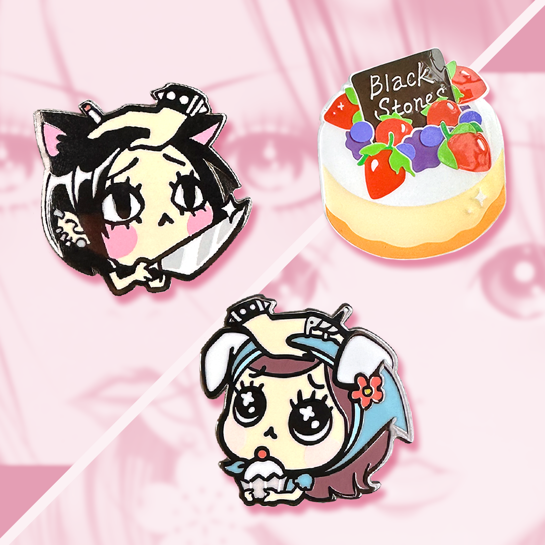 Nana, Hachi, and Black Stones Cake Pins