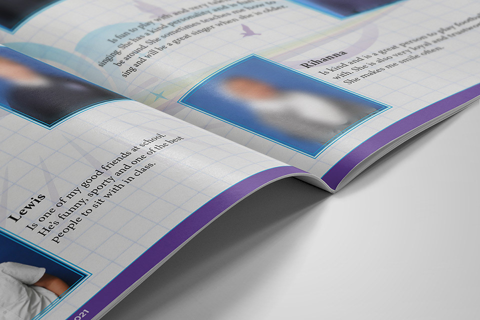 24 page, end of year book, design & print.