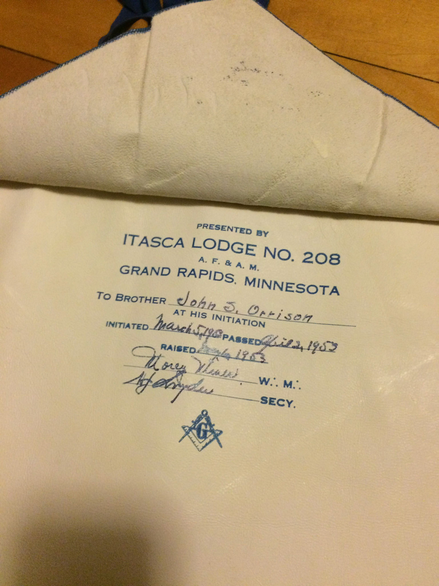 Dad's Masonic apron