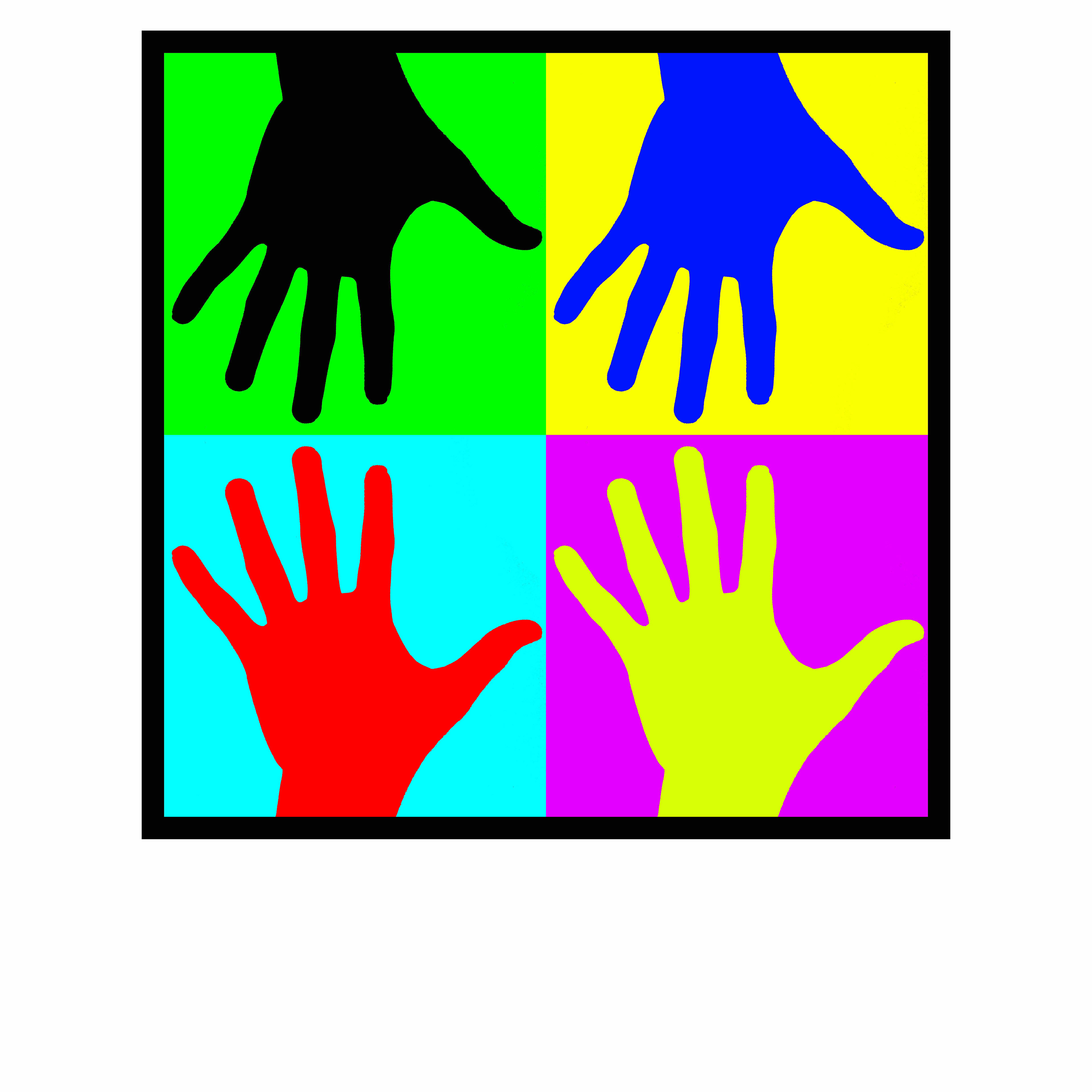 This image is a hybrid of photography and digital illustration. The hands are photographed elements that were then colored and composited.