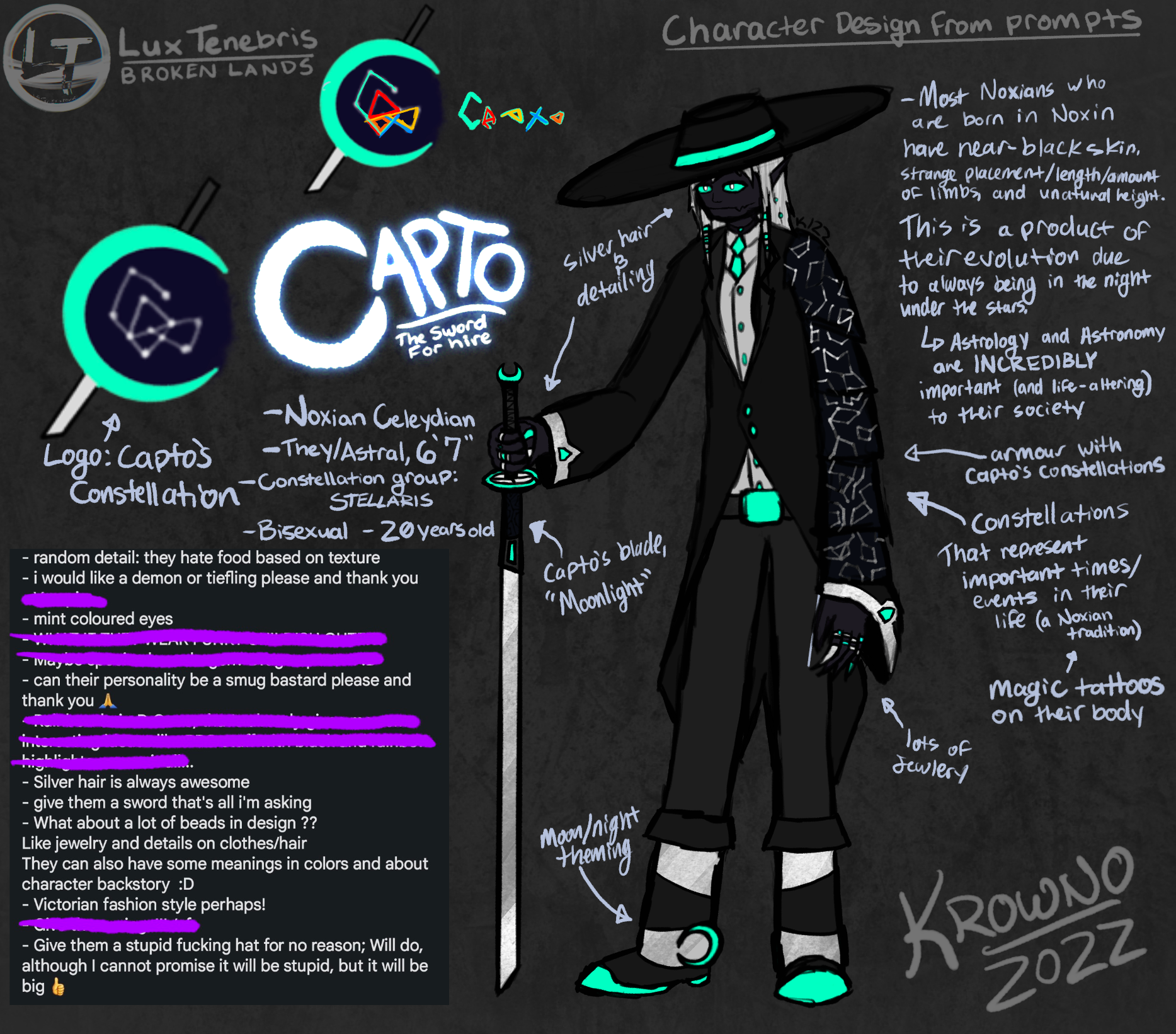 Capto, Sword for Hire: Reference Sheet (Procreate, 2022)