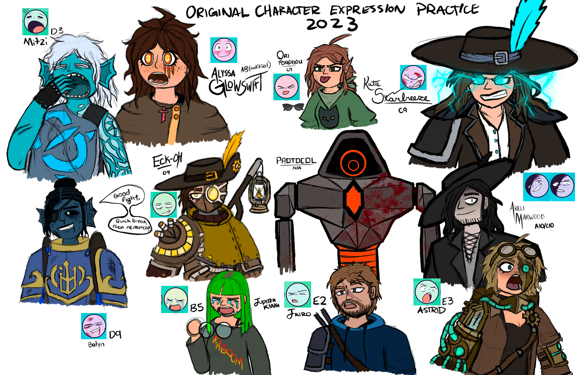 Original Character Expression Practice (Procreate, 2023)