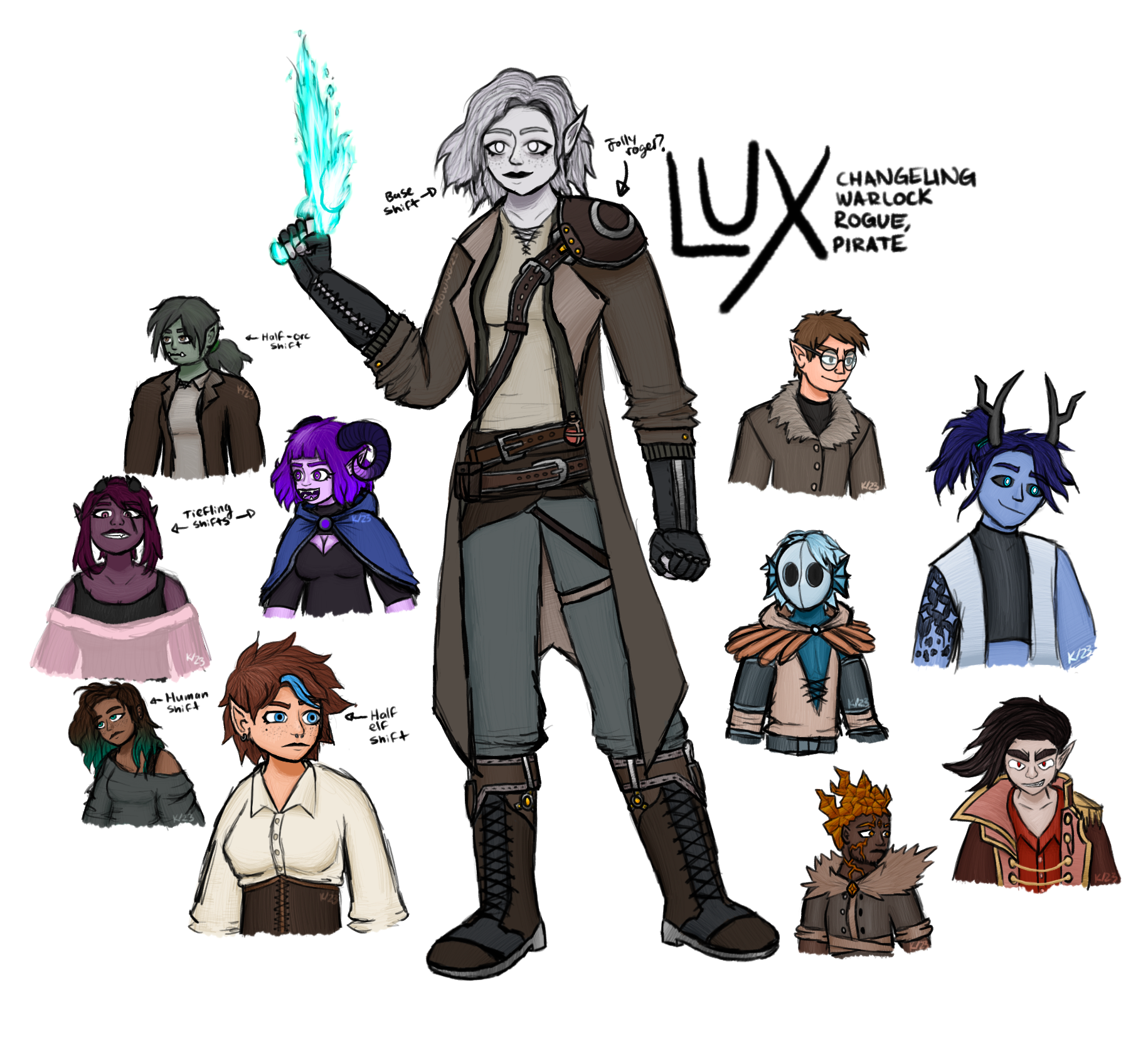 Character Design: Lux the Shapeshifter (Procreate, 2023)
