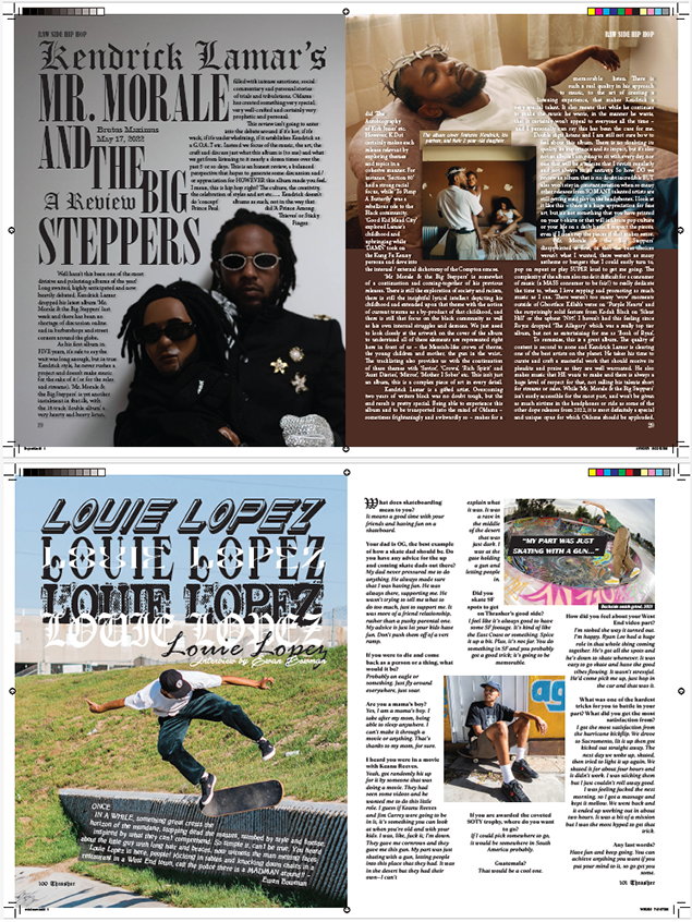 Some two-page spreads for a magazine